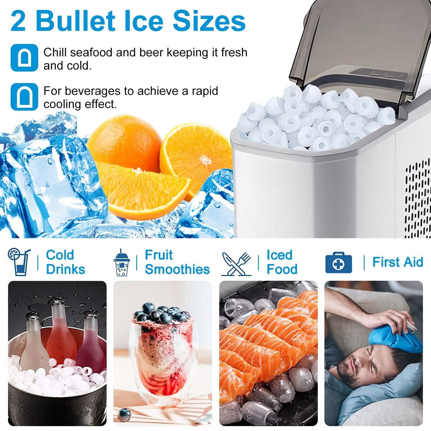 Electric Countertop Ice Make with Ice Scoop Basket Self Cleaning DailySale