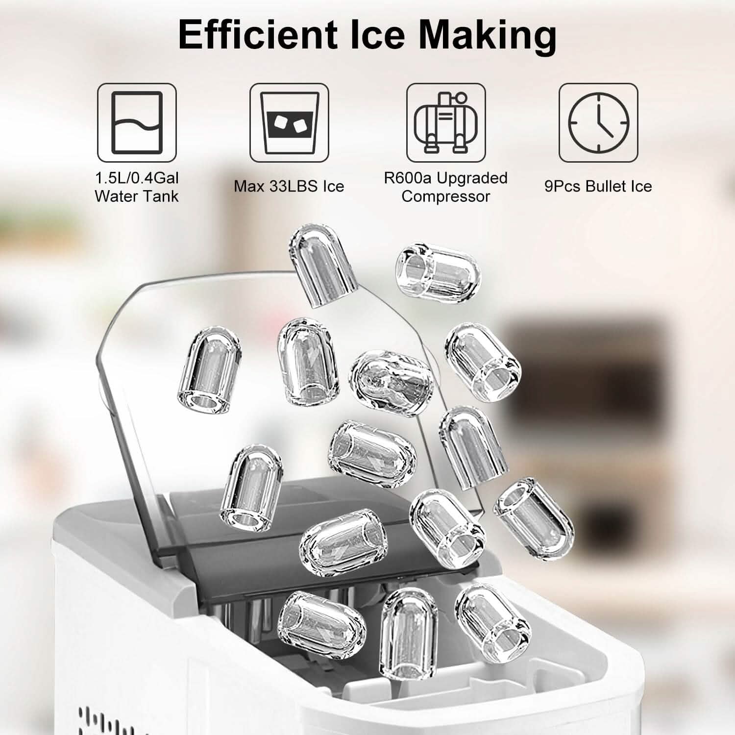 Electric Countertop Ice Make with Ice Scoop Basket Self Cleaning DailySale