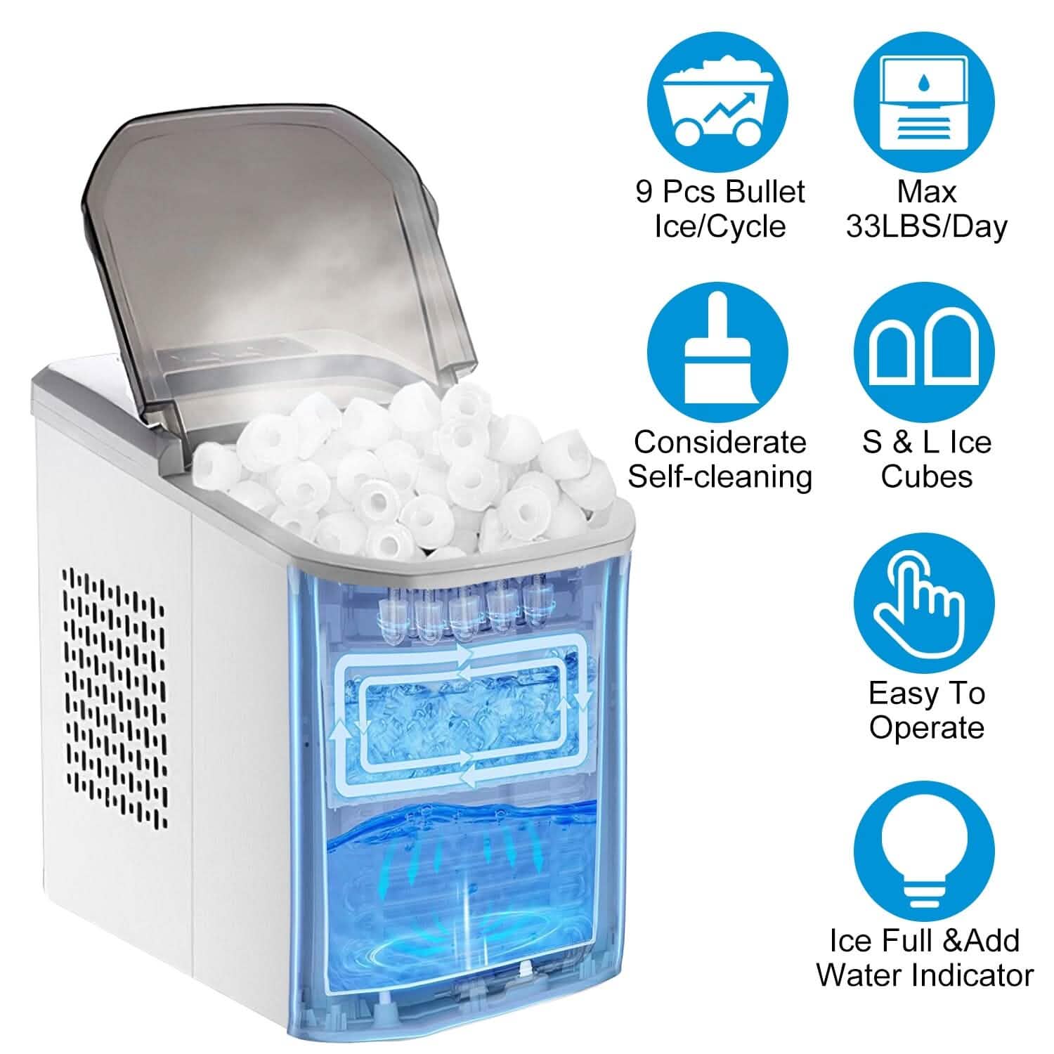 Electric Countertop Ice Make with Ice Scoop Basket Self Cleaning DailySale