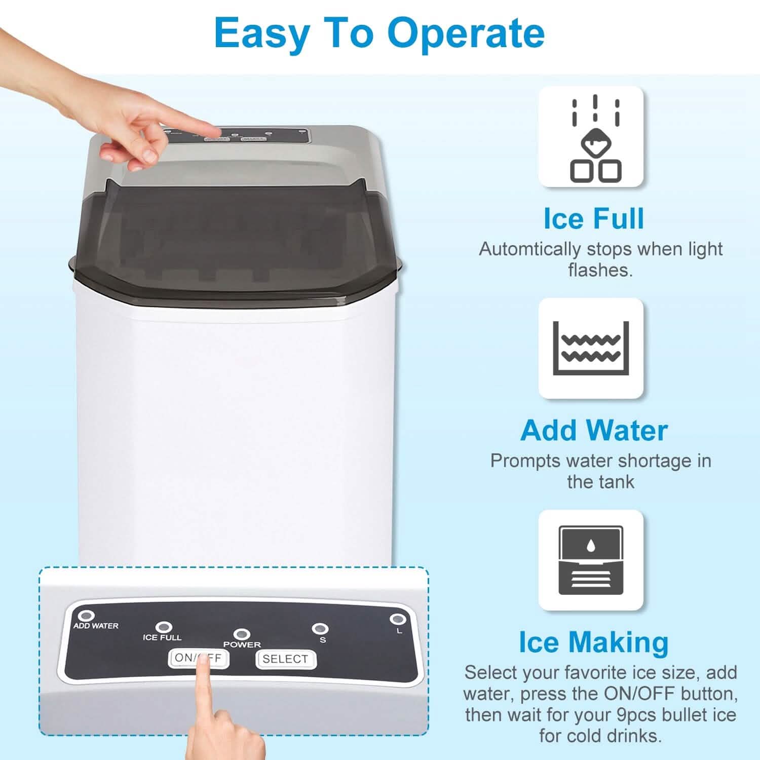 Electric Countertop Ice Make with Ice Scoop Basket Self Cleaning DailySale