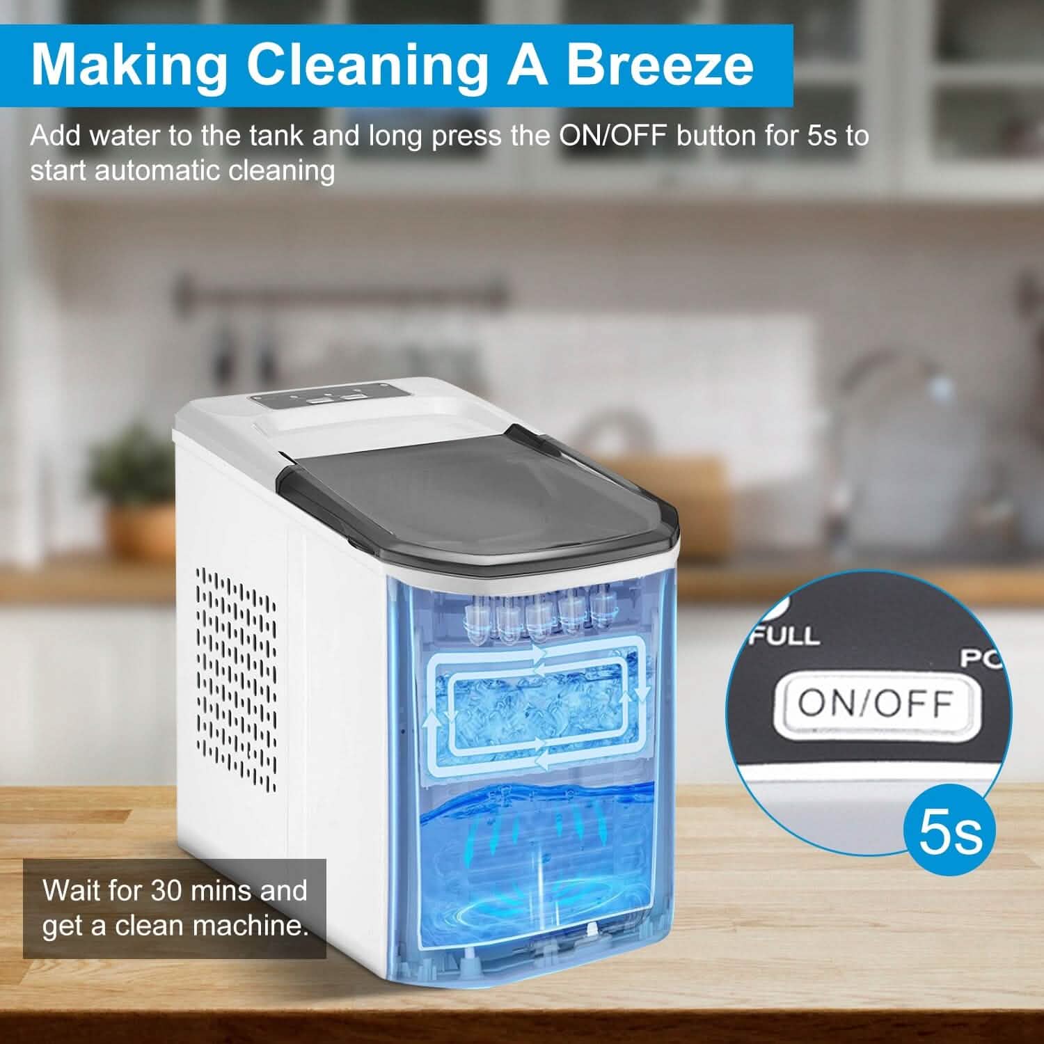 Electric Countertop Ice Make with Ice Scoop Basket Self Cleaning DailySale