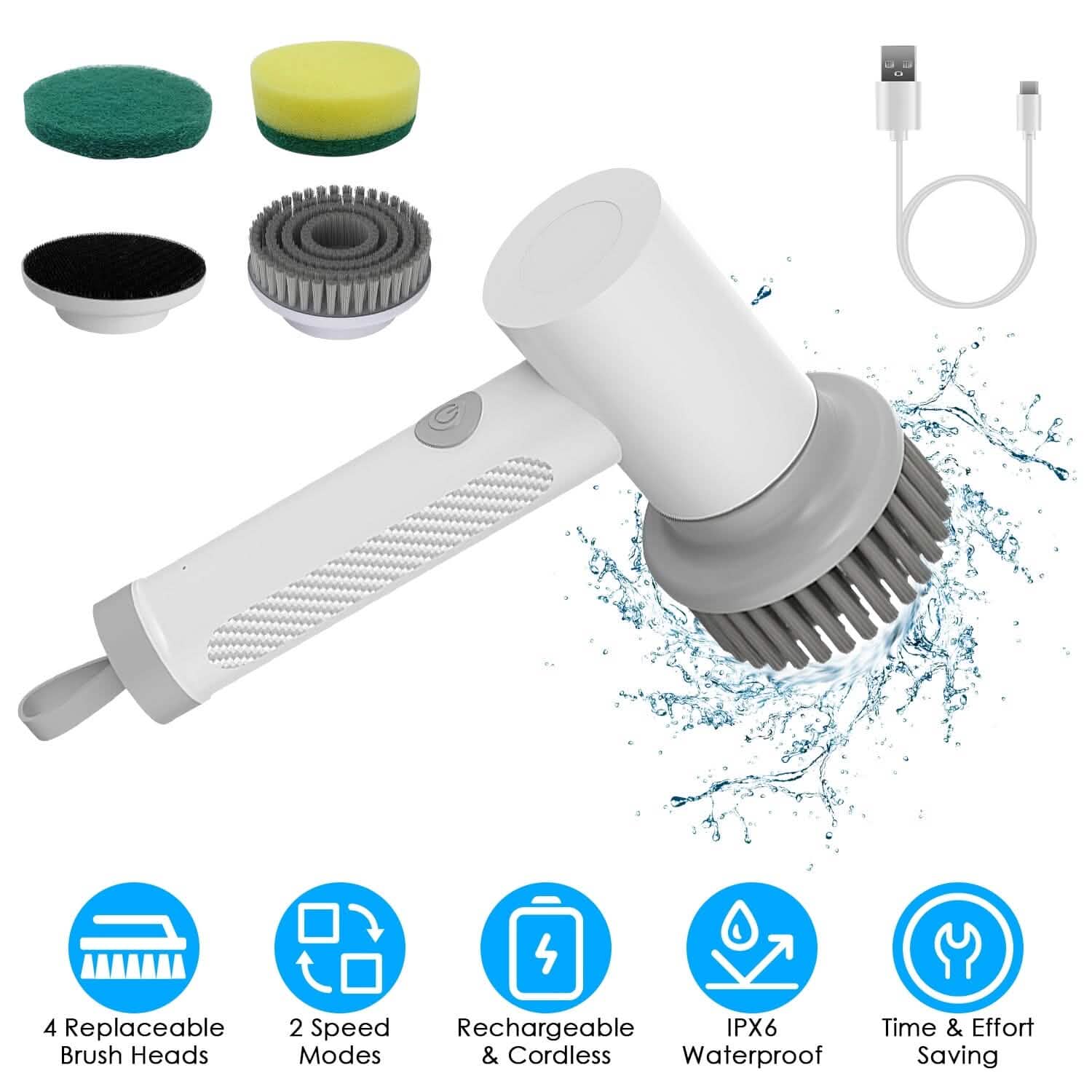 Electric Handheld Spin Scrubber Cordless Cleaning Brush with 2 Rotating Speeds DailySale