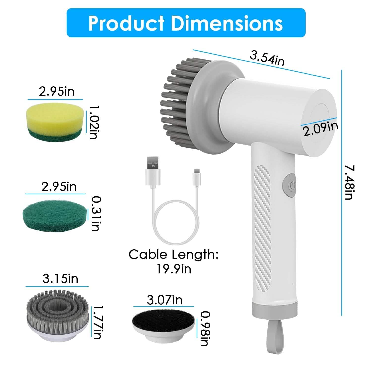 Electric Handheld Spin Scrubber Cordless Cleaning Brush with 2 Rotating Speeds DailySale