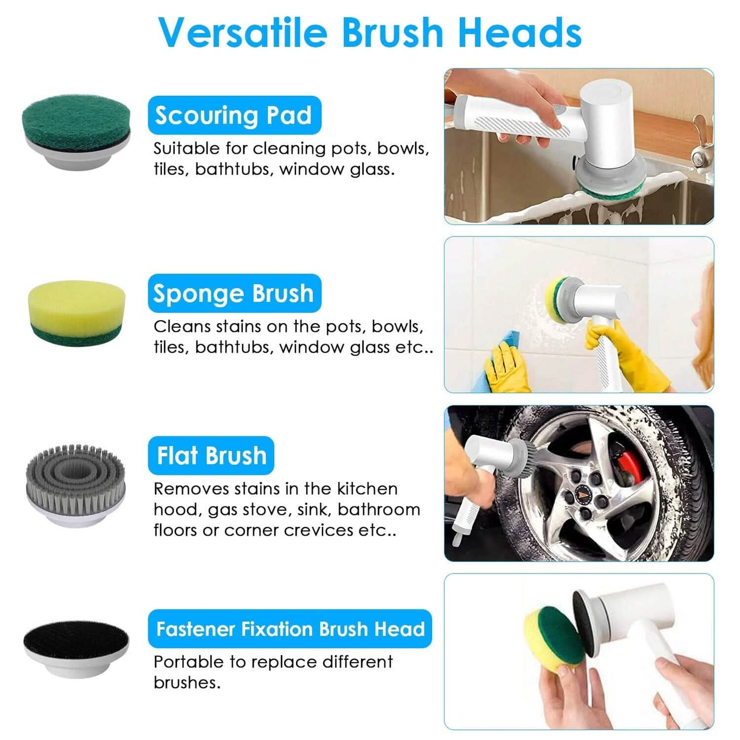 Electric Handheld Spin Scrubber Cordless Cleaning Brush with 2 Rotating Speeds DailySale