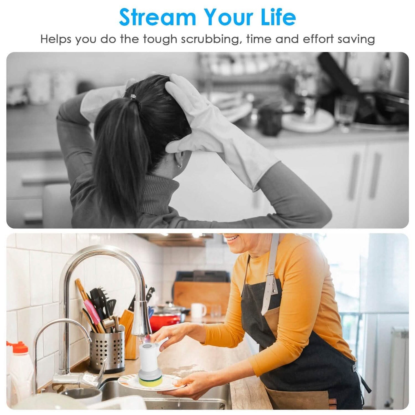 Electric Handheld Spin Scrubber Cordless Cleaning Brush with 2 Rotating Speeds DailySale