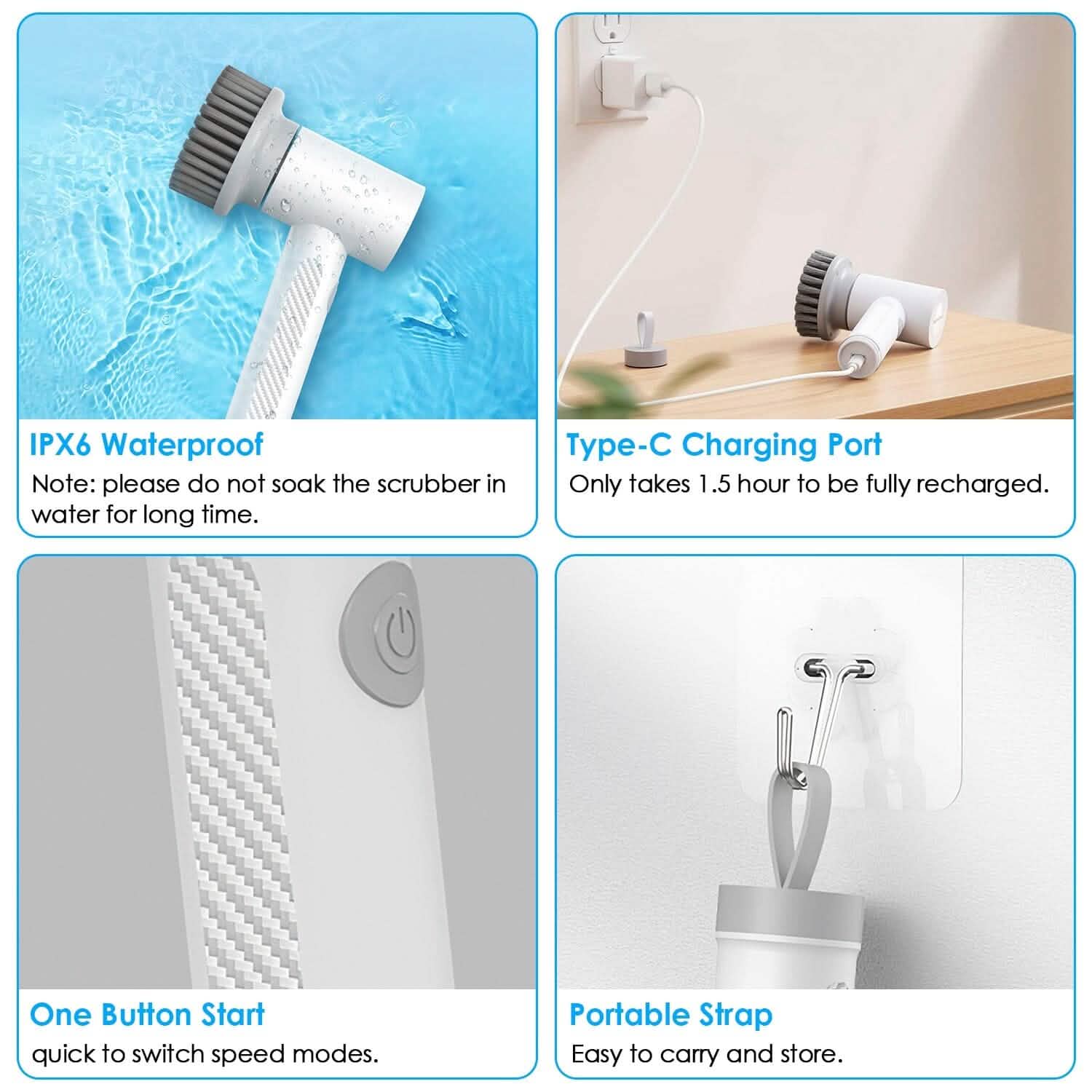 Electric Handheld Spin Scrubber Cordless Cleaning Brush with 2 Rotating Speeds DailySale