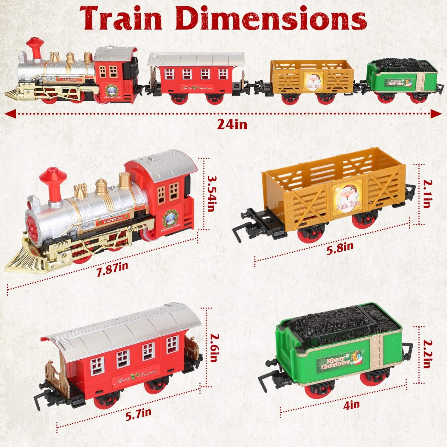 Electric Train Set Steam Locomotive Passenger Coach Coal with Sounds Light Railway DailySale