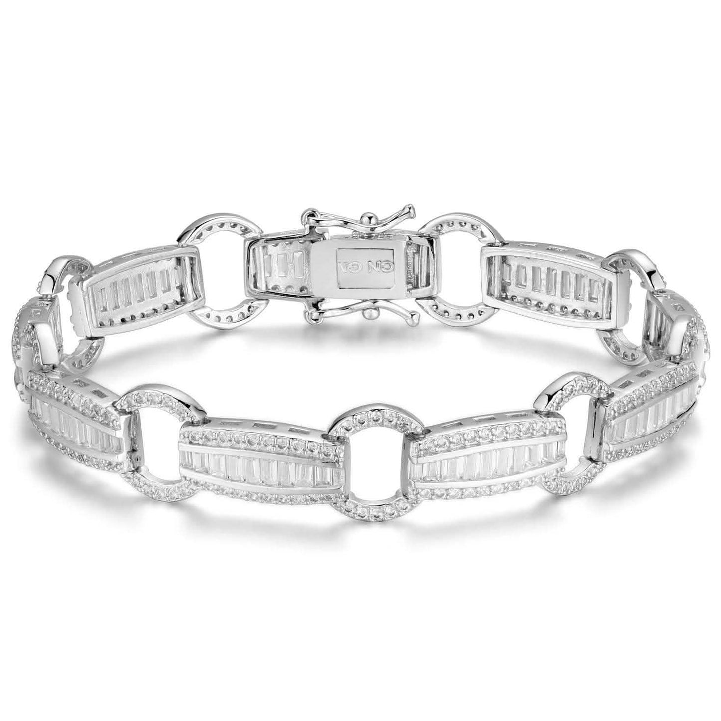 Elegant Baguette Link Crystal Tennis Bracelet DailySale