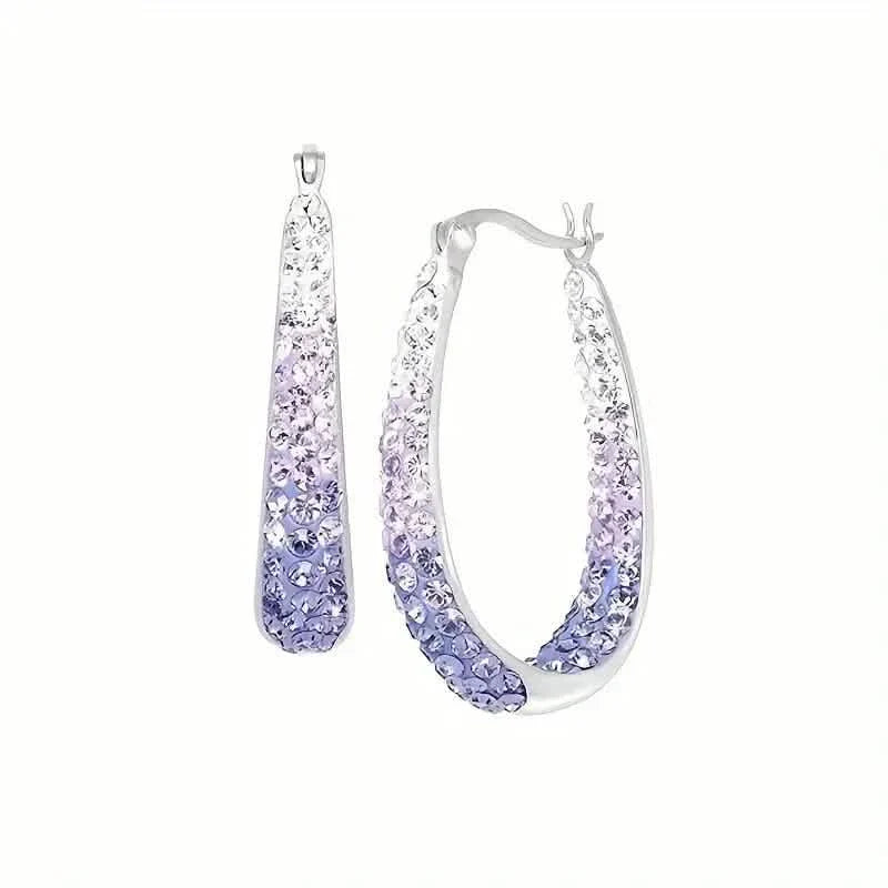 Elegant Dual Tone Gradient Glitter Hoop Earrings DailySale