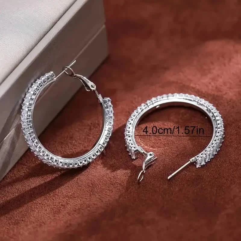 Elegant Full Rectangular Shiny Fit Square Decorative Hoop Earrings DailySale