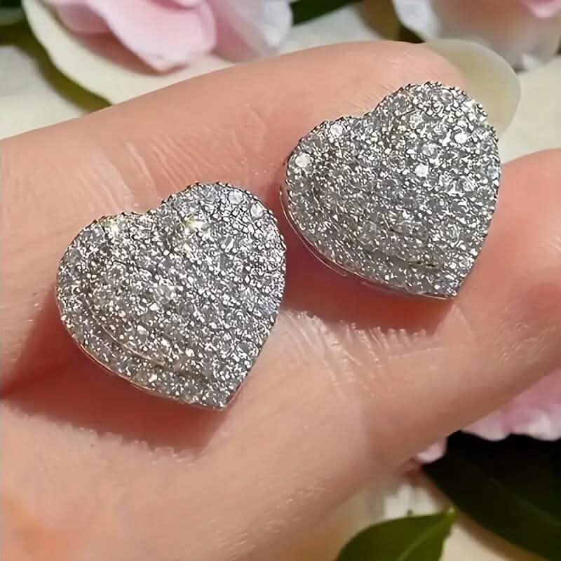 Elegant Heart-Shaped Zirconia Stud Earrings DailySale
