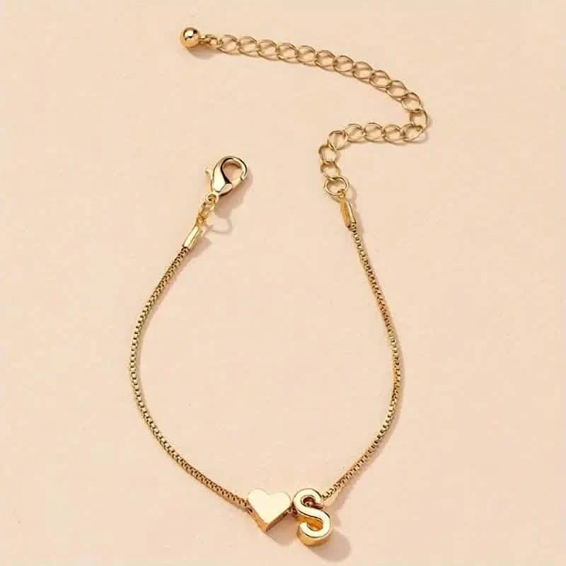 Elegant Love Heart Charm Bracelet - Delicate Minimalist Link Chain DailySale