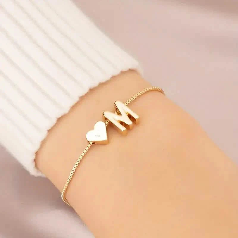 Elegant Love Heart Charm Bracelet - Delicate Minimalist Link Chain DailySale