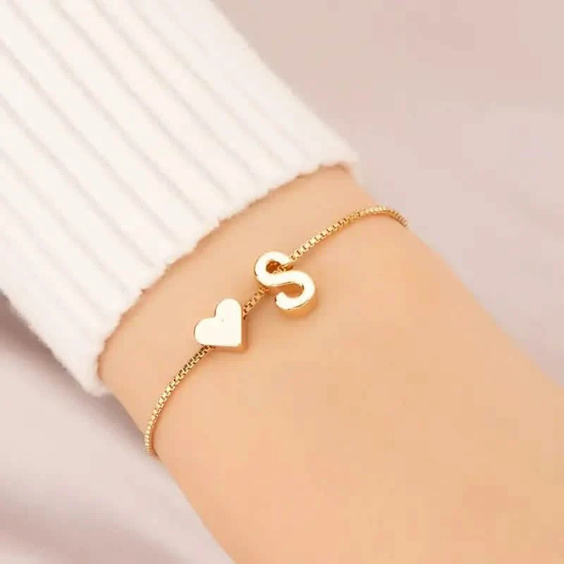 Elegant Love Heart Charm Bracelet - Delicate Minimalist Link Chain DailySale