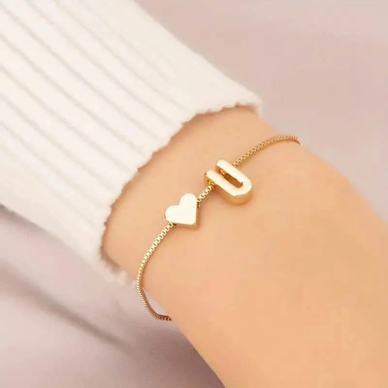 Elegant Love Heart Charm Bracelet - Delicate Minimalist Link Chain DailySale