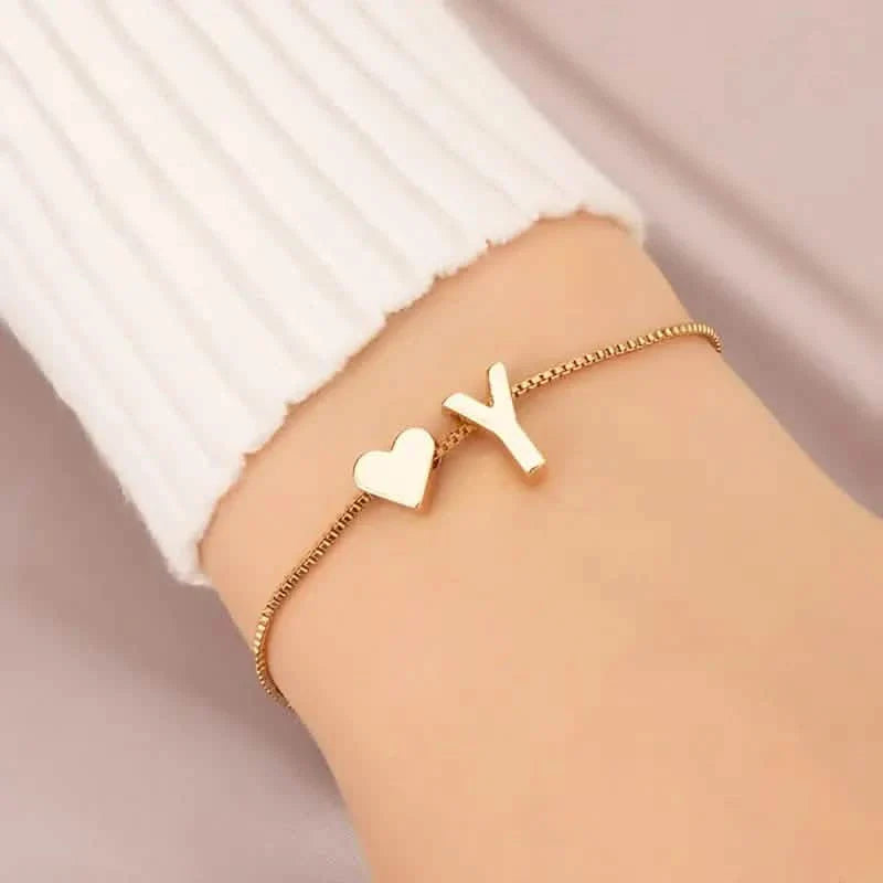 Elegant Love Heart Charm Bracelet - Delicate Minimalist Link Chain DailySale