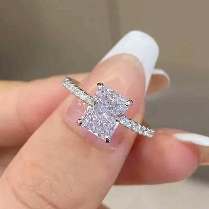 Elegant Ring Inlaid Shining Zirconia In Rectangular Shape DailySale