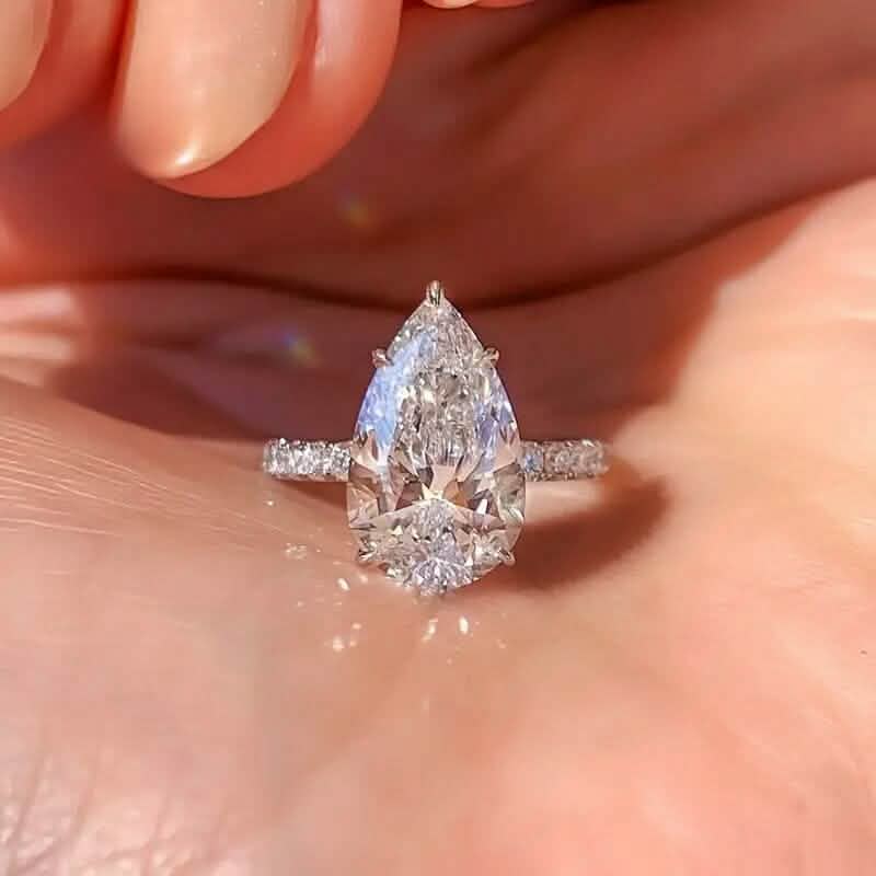 Elegant Teardrop Cubic Zirconia Engagement Ring DailySale