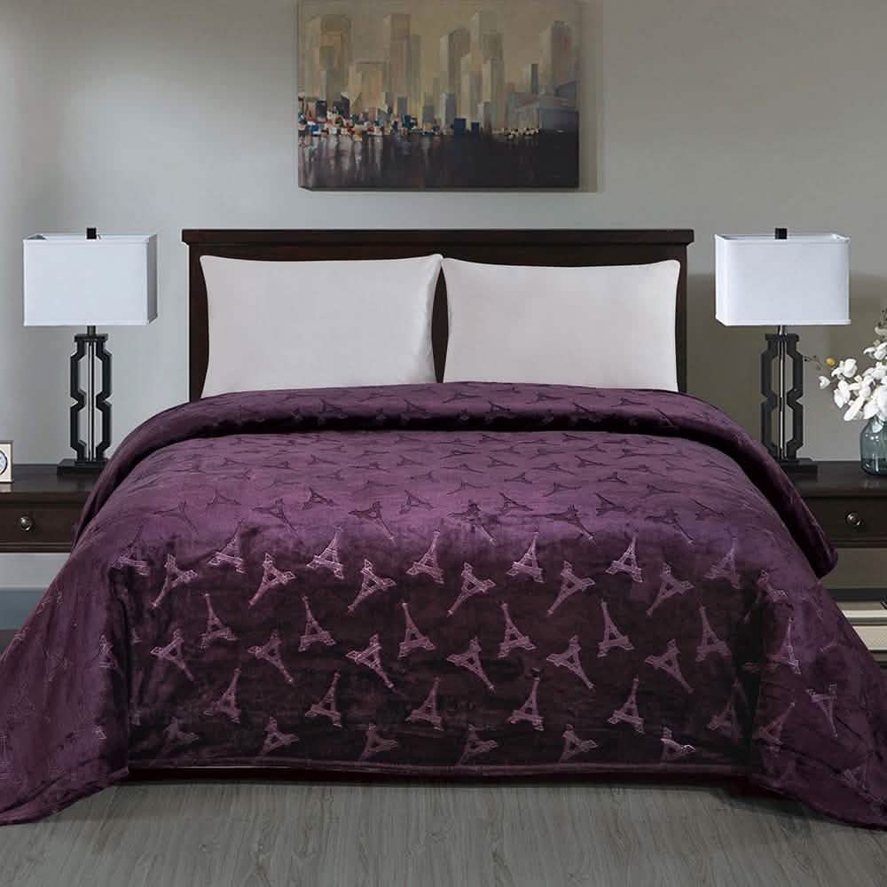 Embossed Premium Flannel Fleece Blanket - Eiffel Tower Design DailySale