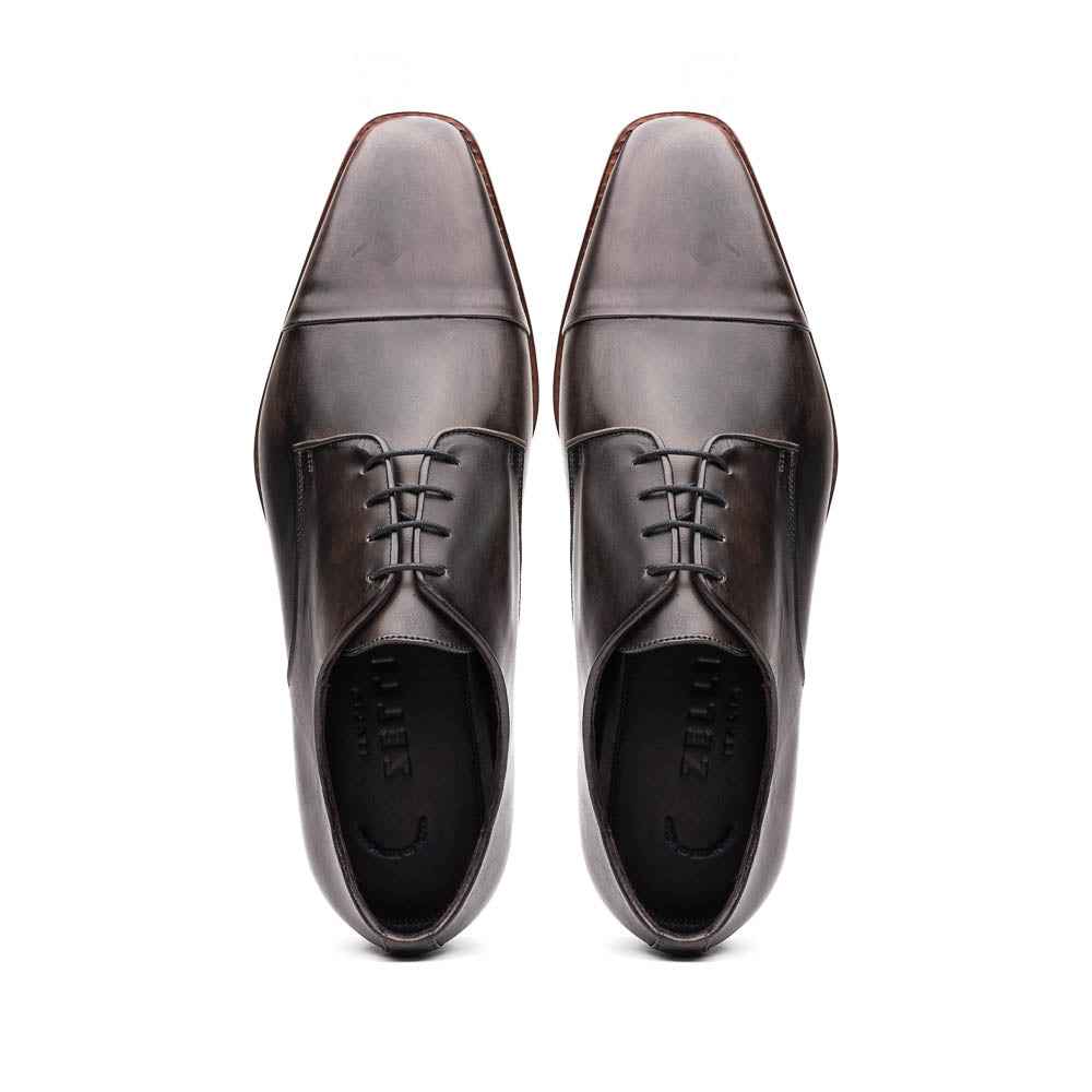 25-550-GRY ENZO Italian Calfskin Cap Toe Burnished Black