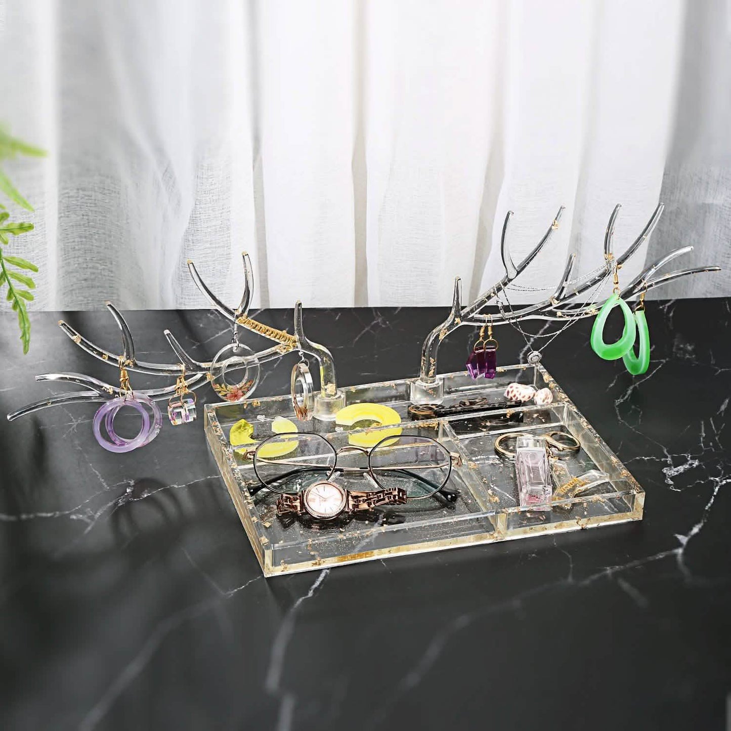 Epoxy Resin Silicone Molds Antlers Tree Branch Tray Jewelry Displayed Organizer DailySale