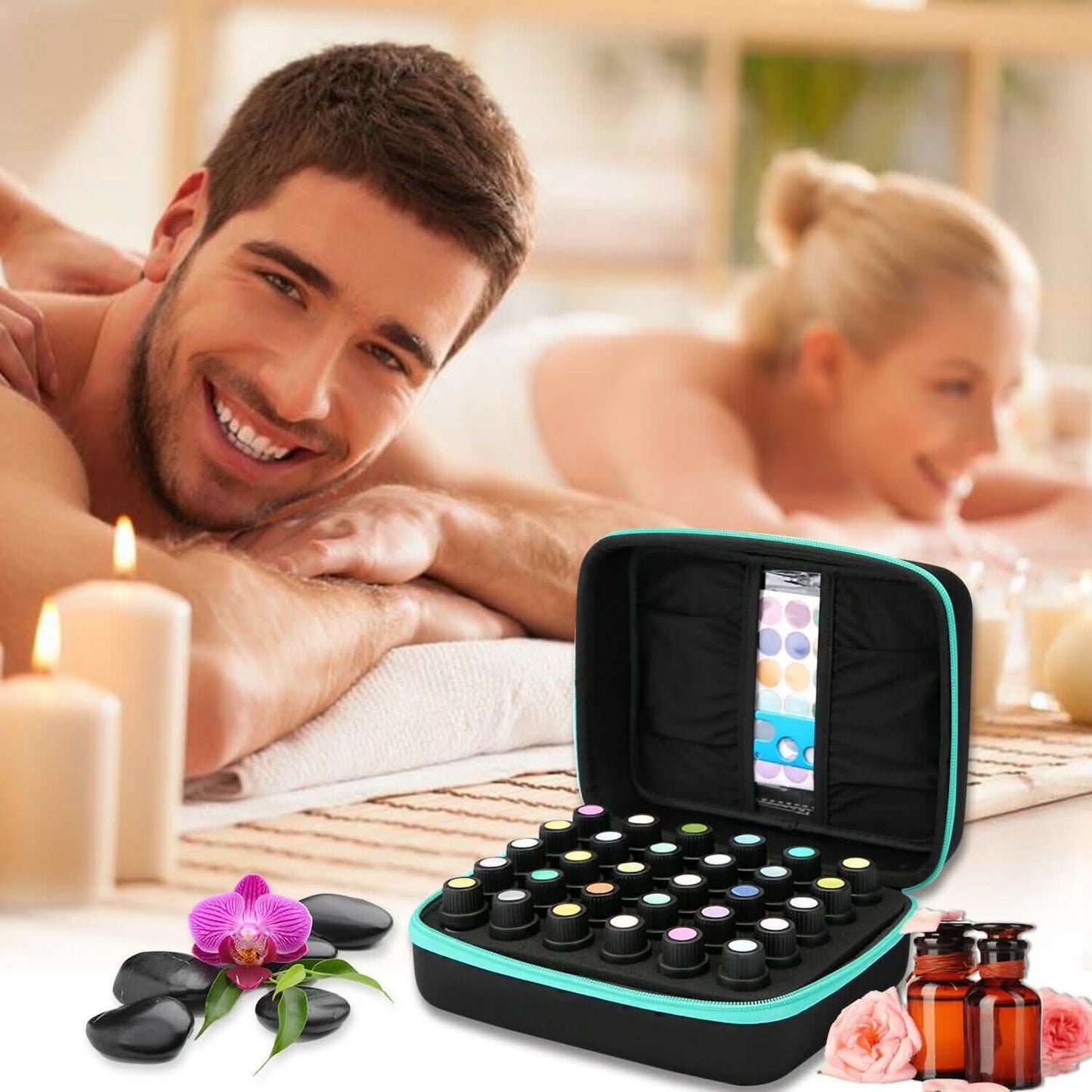 Essential Oils Storage for 30 Bottles Carrying Case+Oil Bottle Opener Cap Labels DailySale