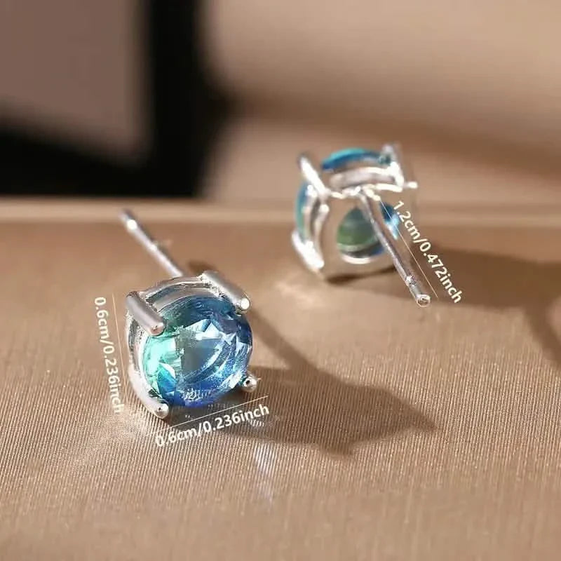 European and American Style Copper Earrings with Blue Zirconium DailySale