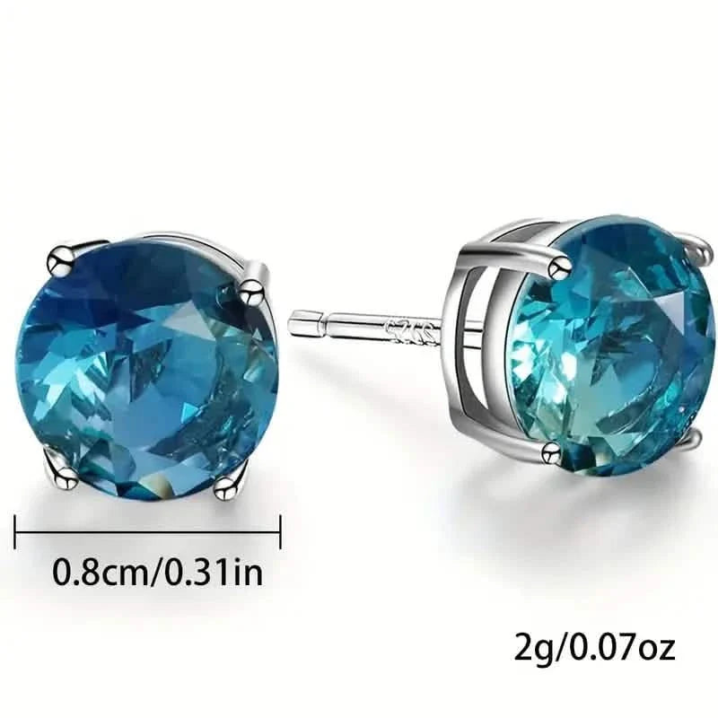 European and American Style Copper Earrings with Blue Zirconium DailySale