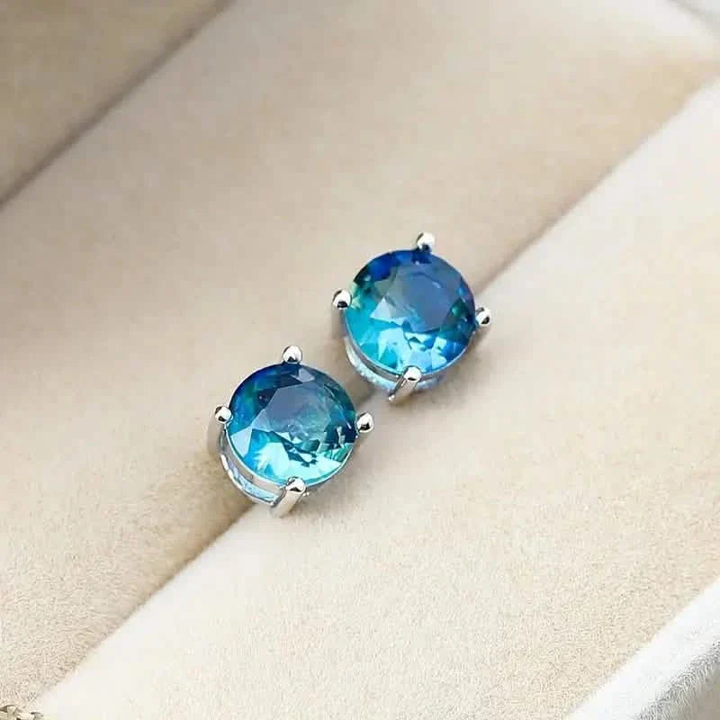 European and American Style Copper Earrings with Blue Zirconium DailySale