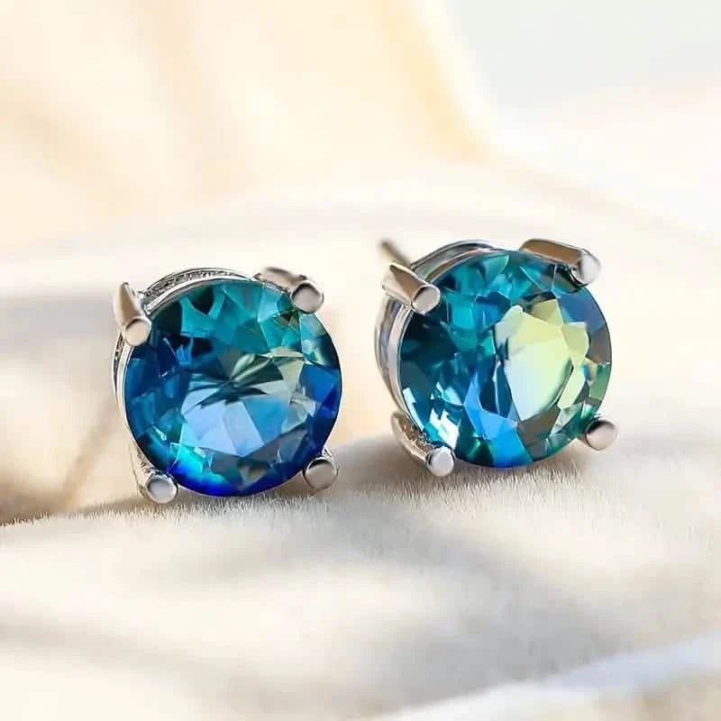 European and American Style Copper Earrings with Blue Zirconium DailySale
