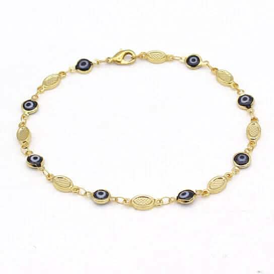 Evil Eye Anklet 10" Blue Plain Mariner High Polish DailySale