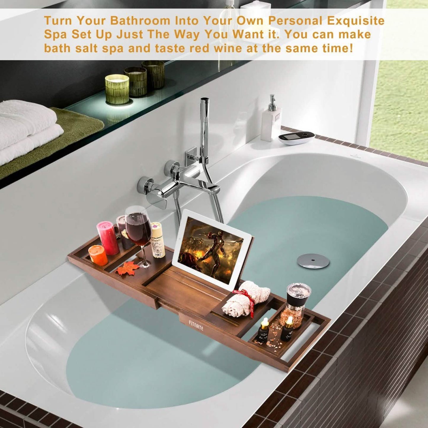 Expandable Bamboo Caddy Bath Tub Organizer Tray DailySale