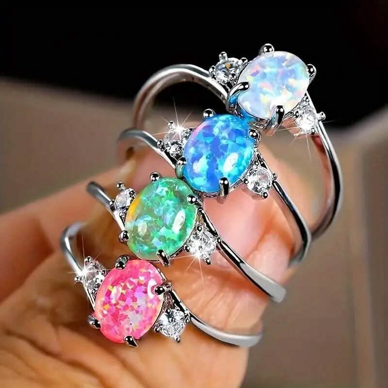 Exquisite Oval Artificial Opal Rings DailySale