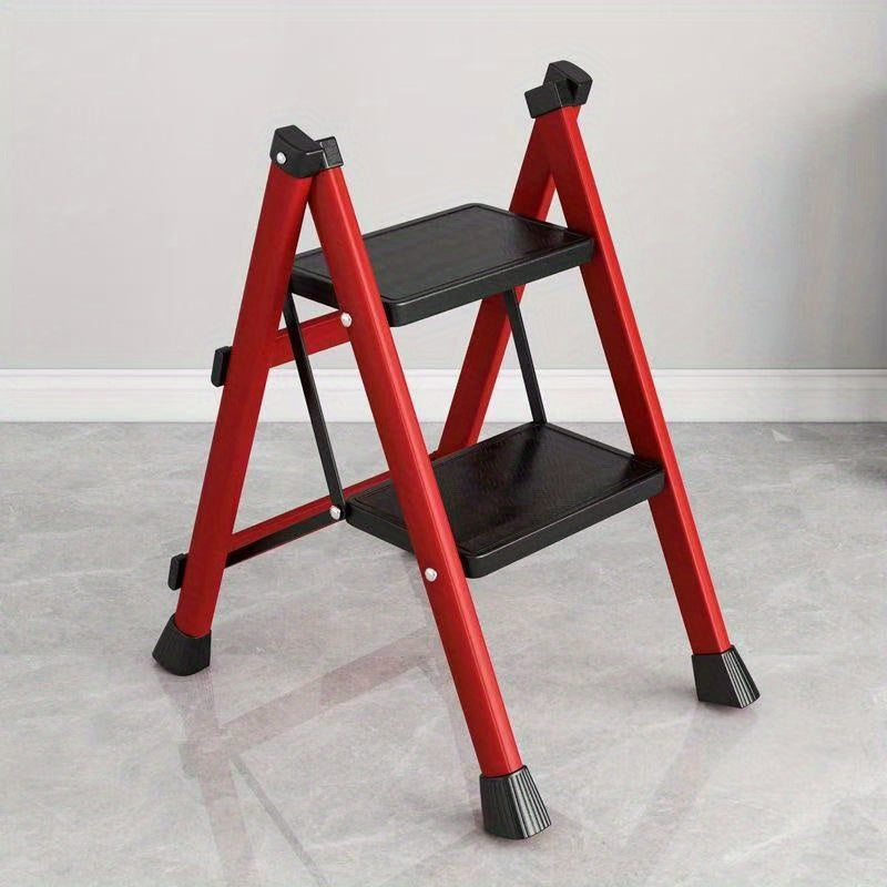 Heavy-Duty 2-Step Folding Ladder – Metal A-Frame with Non-Slip Steps DailySale