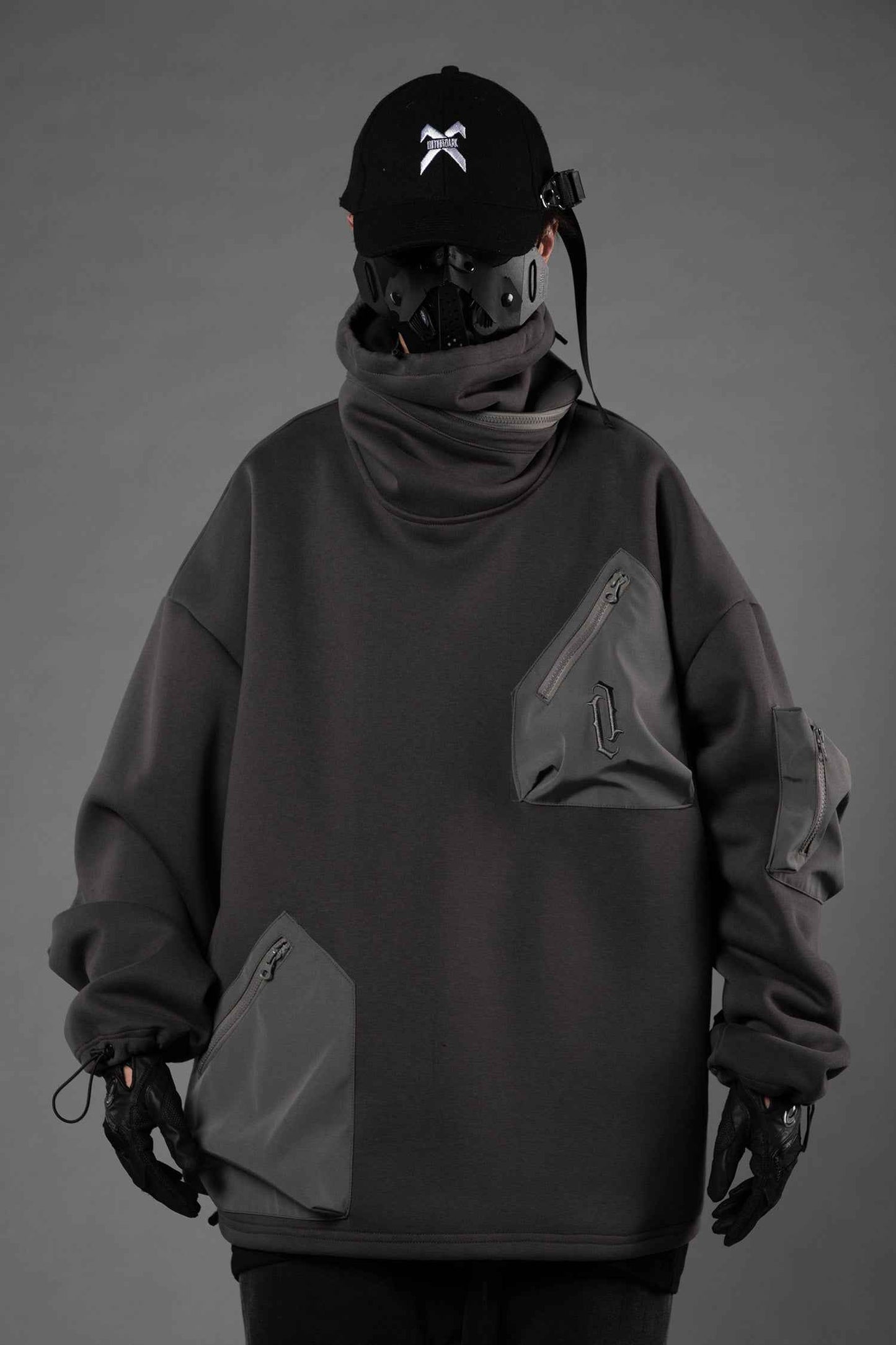 HiH33 Grey Utility Hoodie