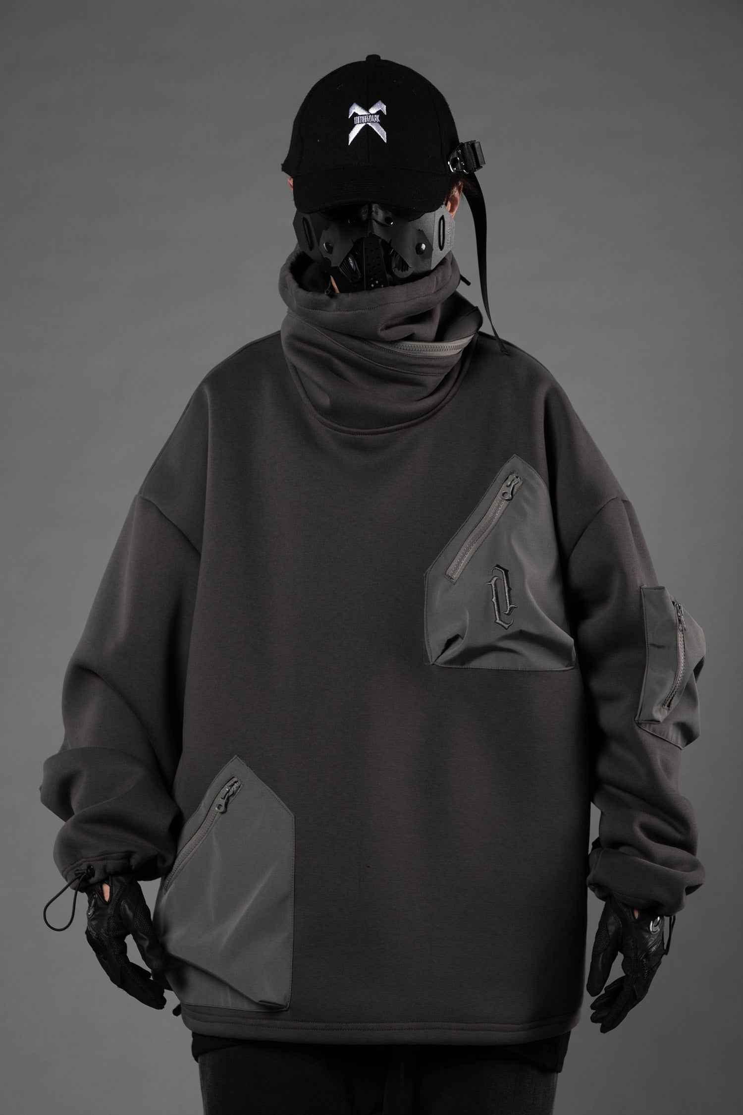 HiH33 Grey Utility Hoodie