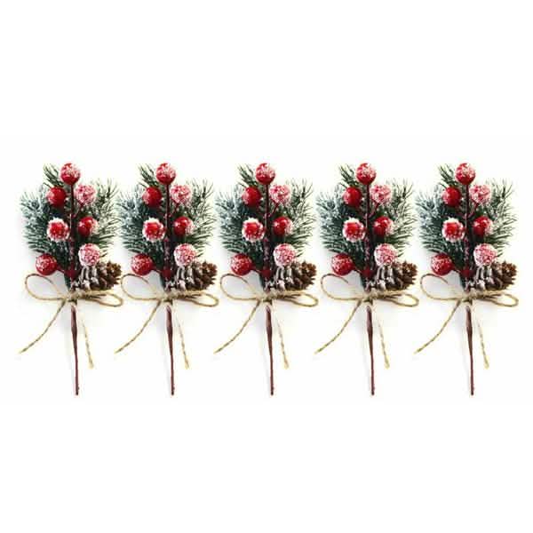 Fake Snow Frost Pine Branch Cone Berry Holly Christmas Tree Christmas Ornament DailySale
