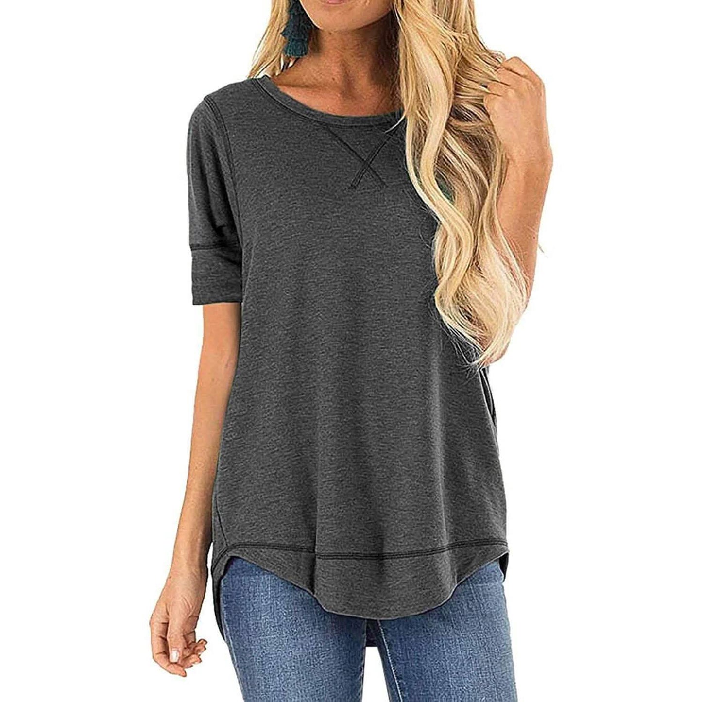 Fall Tops for Women Long Sleeve Side Split Casual Loose Tunic Top DailySale