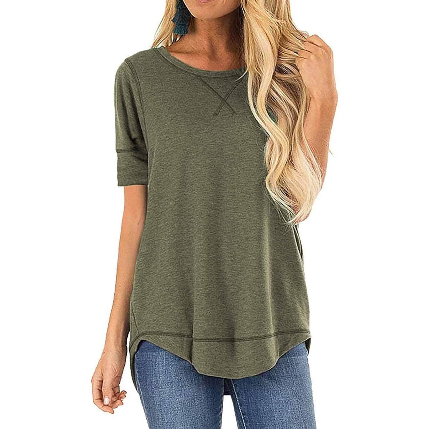 Fall Tops for Women Long Sleeve Side Split Casual Loose Tunic Top DailySale