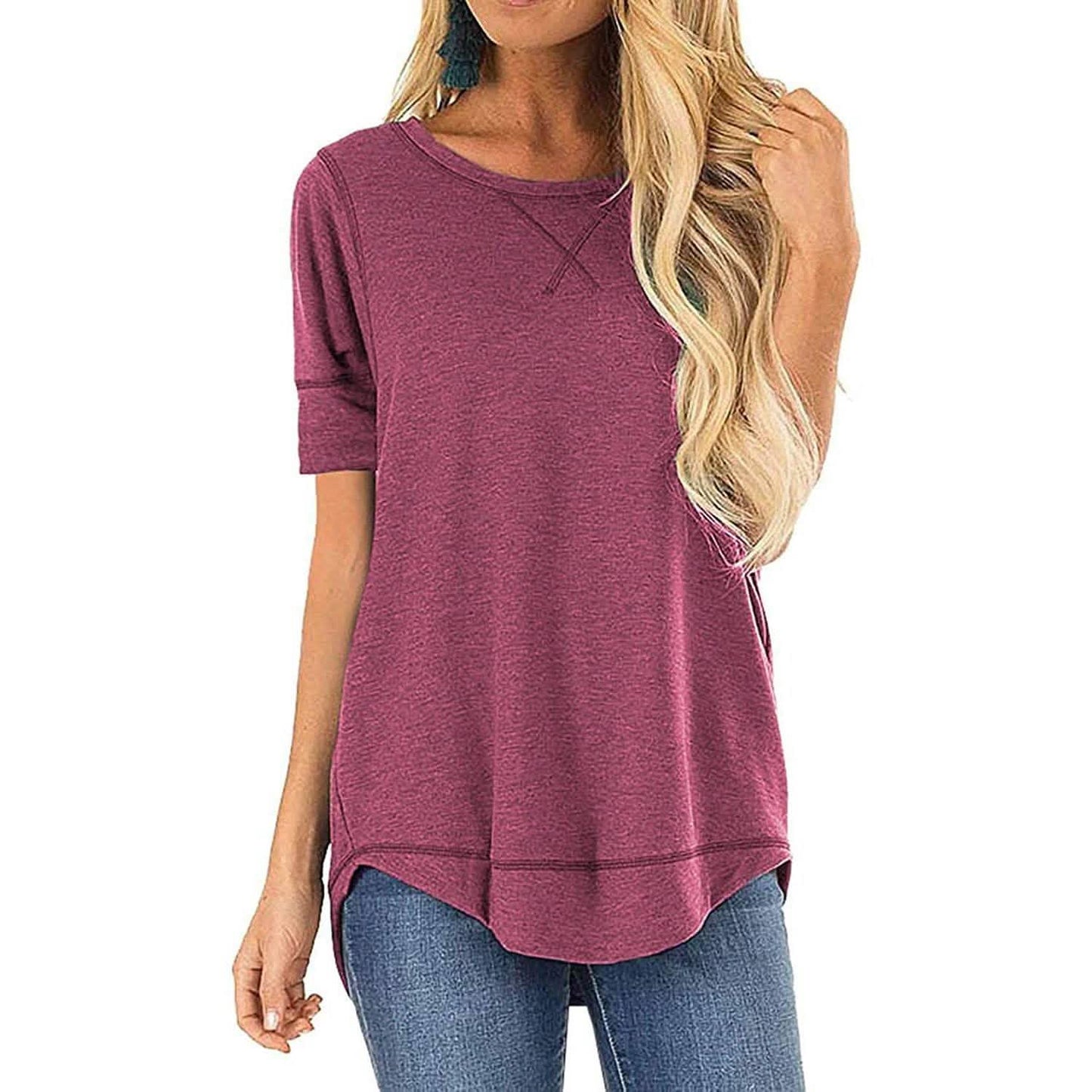 Fall Tops for Women Long Sleeve Side Split Casual Loose Tunic Top DailySale