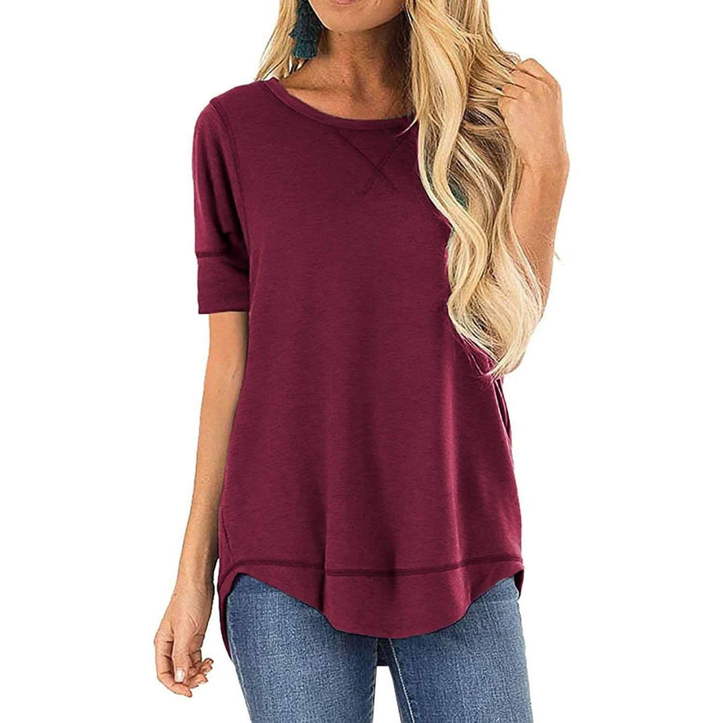 Fall Tops for Women Long Sleeve Side Split Casual Loose Tunic Top DailySale