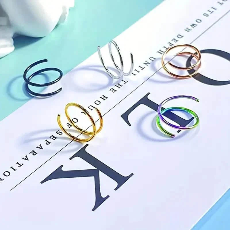 Stainless Steel Double Helix Nose Ring – 14K Gold Plated Hot Style Piercing Jewelry for Women DailySale