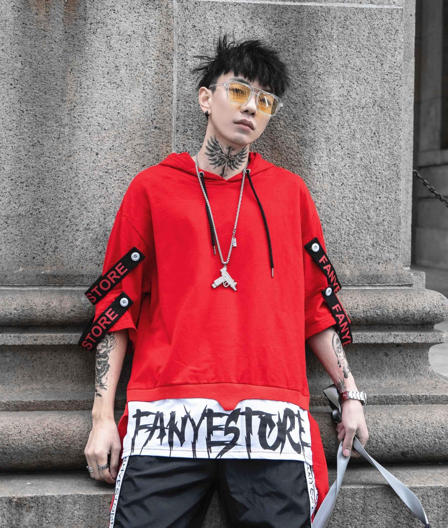 Red Solo Movement Short Sleeves Hoodie