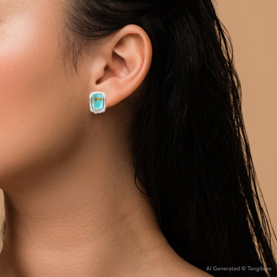 Fiji Isles Blue Turquoise Sterling Silver Clip Earrings Barse Jewelry