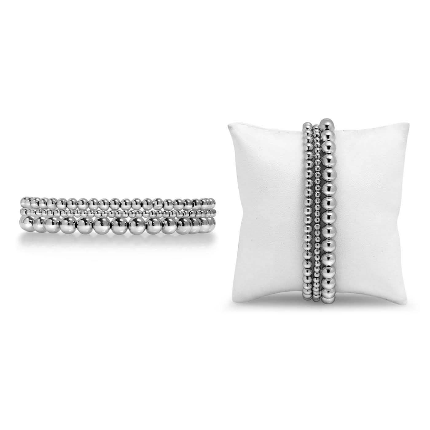 Fine Silver Multi Beaded Stretch Bracelet DailySale