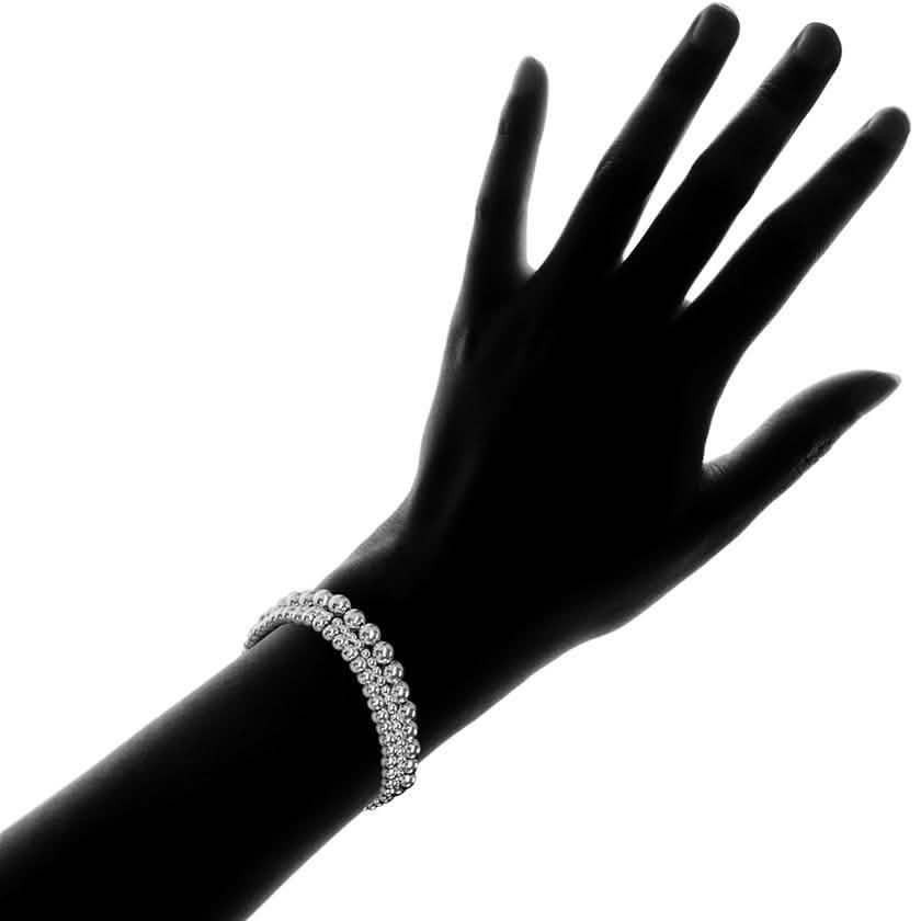 Fine Silver Multi Beaded Stretch Bracelet DailySale