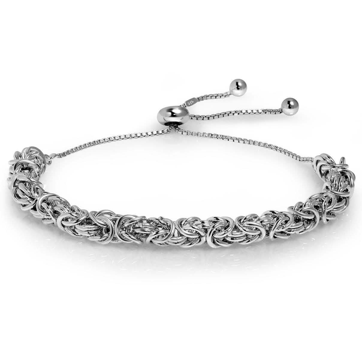 Fine Silver Plated Classic Byzantine Adjustable Bracelet By Paolo Fortelini DailySale