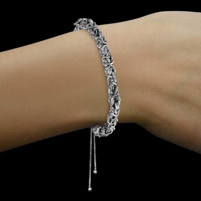 Fine Silver Plated Classic Byzantine Adjustable Bracelet By Paolo Fortelini DailySale