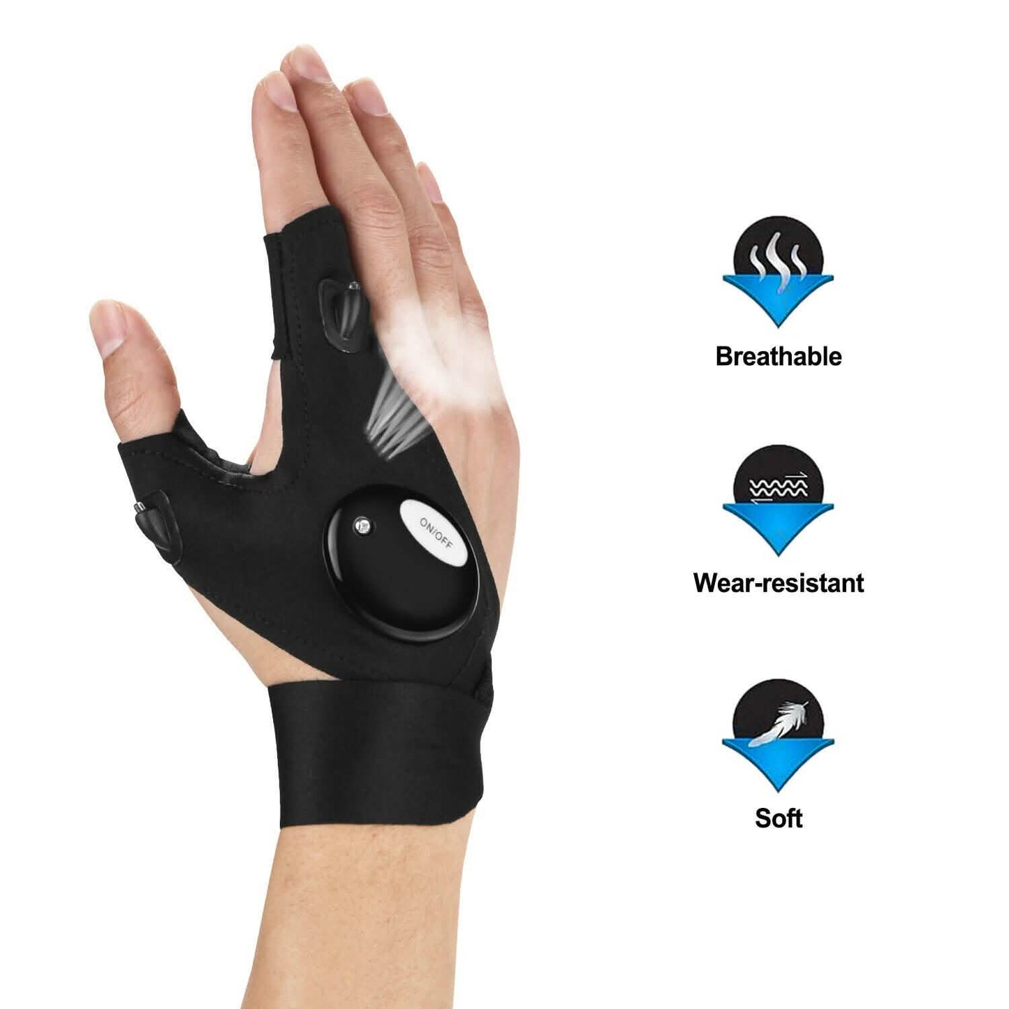 Fingerless LED Flashlight Gloves Auto Repair Fishing Hiking DailySale