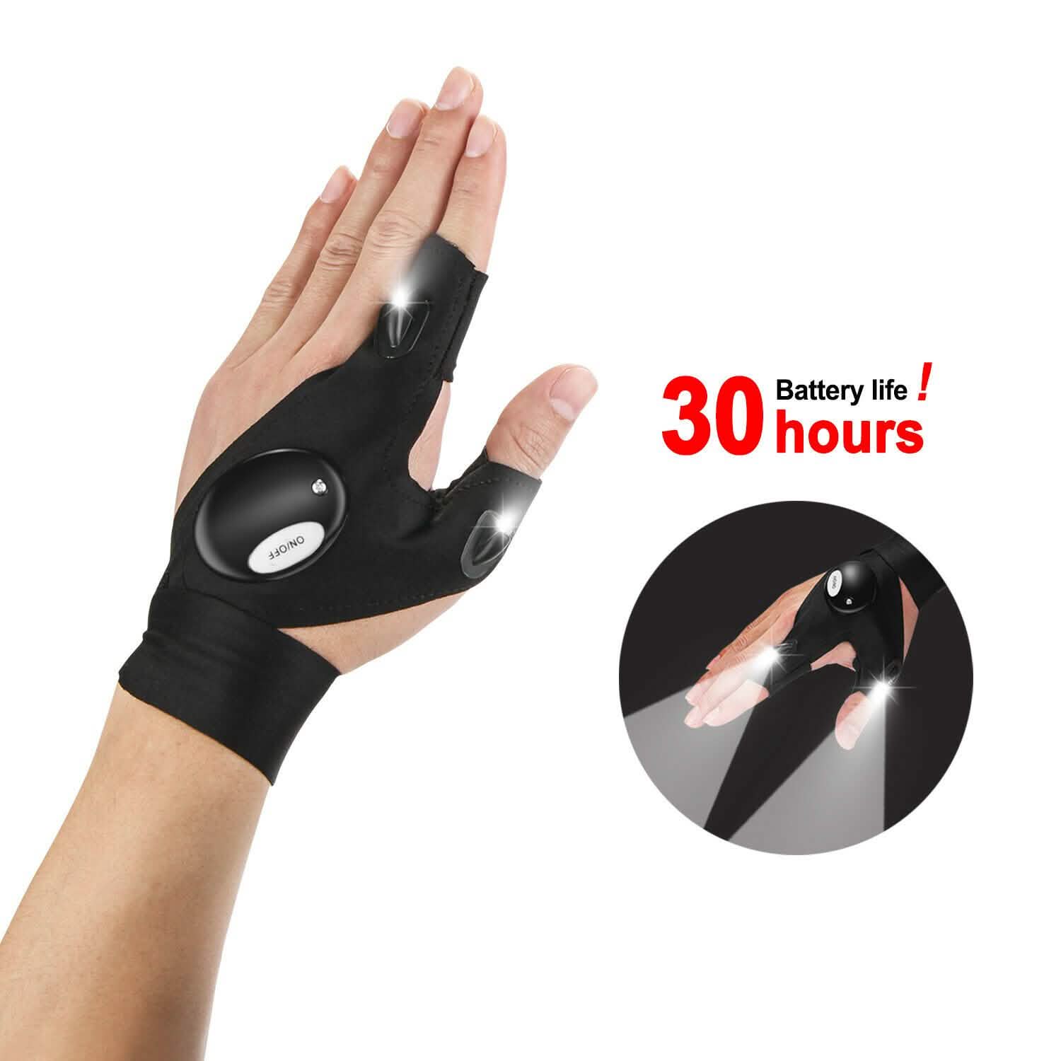 Fingerless LED Flashlight Gloves Auto Repair Fishing Hiking DailySale